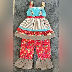 Busy Bees Smocks Colorful Floral Girls Outfit with Removable Apron